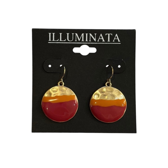 Illuminata Round Drop Earrings Hammered Gold Tone - Picture 2 of 2
